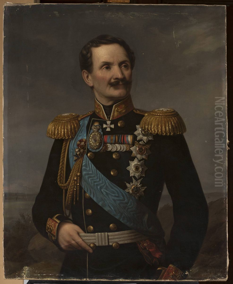 Portrait of Friedrich Berg Oil Painting by Aleksander Lesser