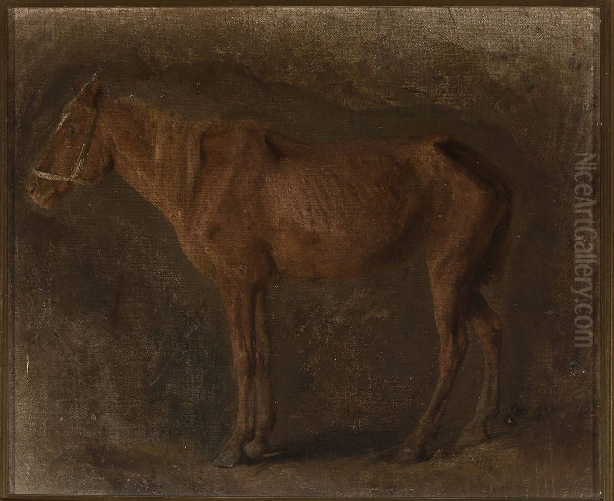 Study of a horse Oil Painting by Jozef Chelmonski