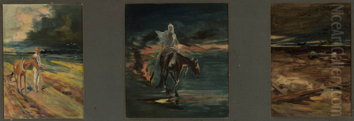 Black clouds. Death. Pestilence, triptych 