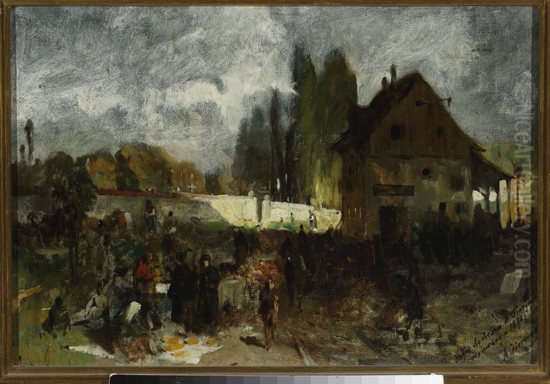 In front of the graveyard, sketch Oil Painting by Maksymilian Gierymski