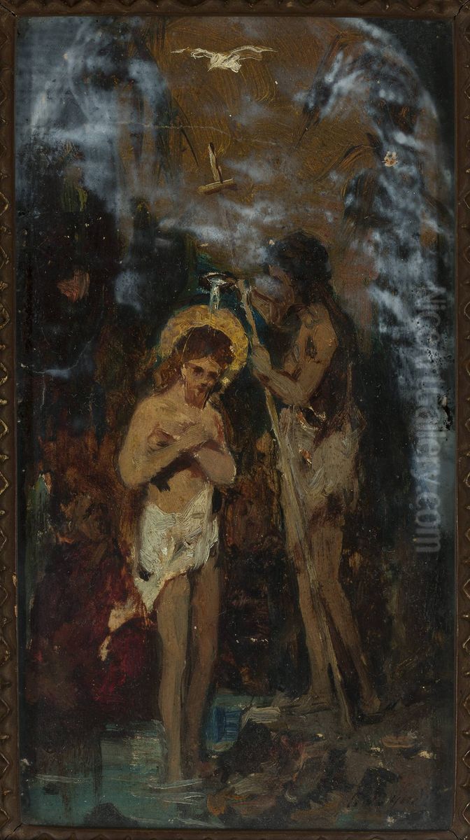 Baptism of Christ Oil Painting by Pantaleon Szyndler