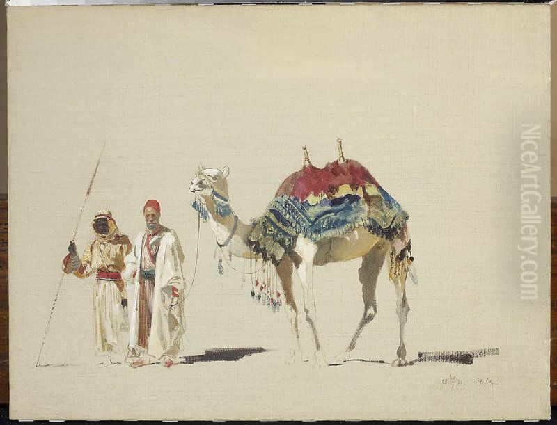 Sultan's white camel, sketch Oil Painting by Stanislaw Chlebowski