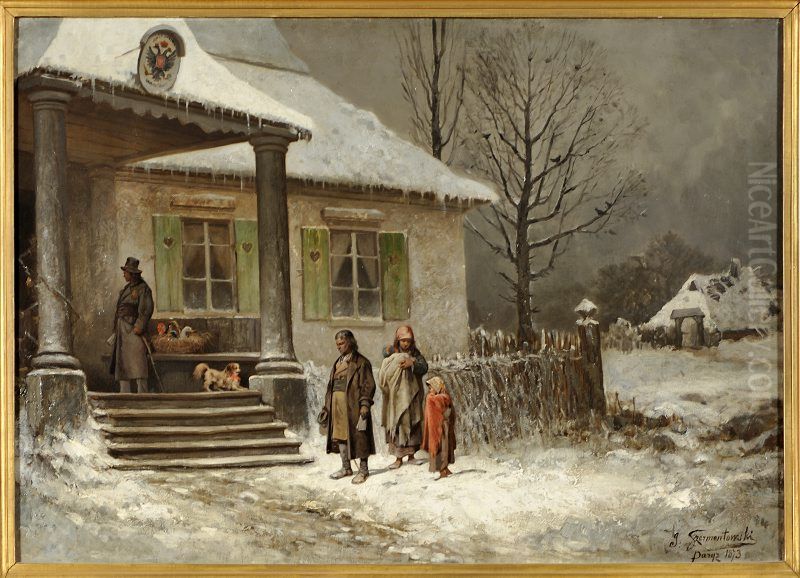 Serfdom Oil Painting by Jozef Szermentowski