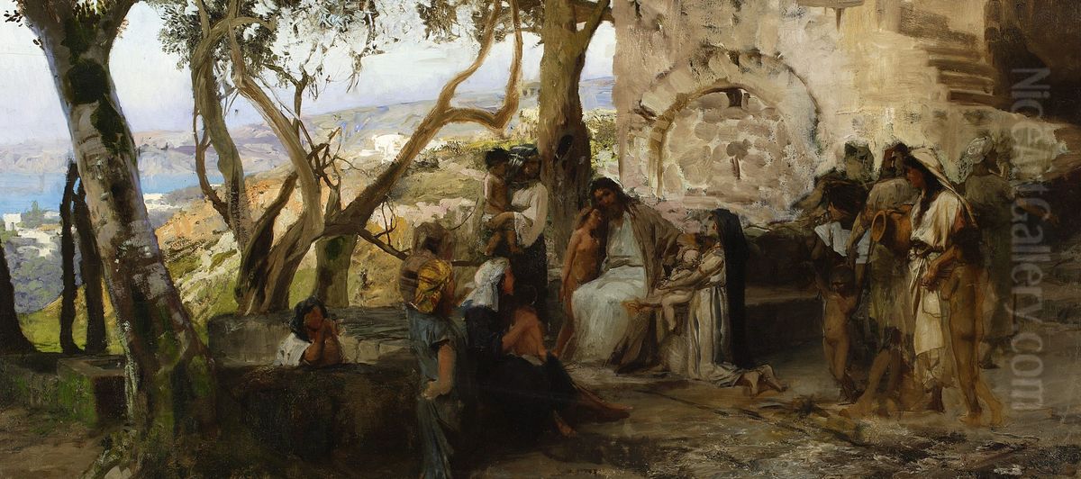 Christ among children Oil Painting by Henryk Siemiradzki