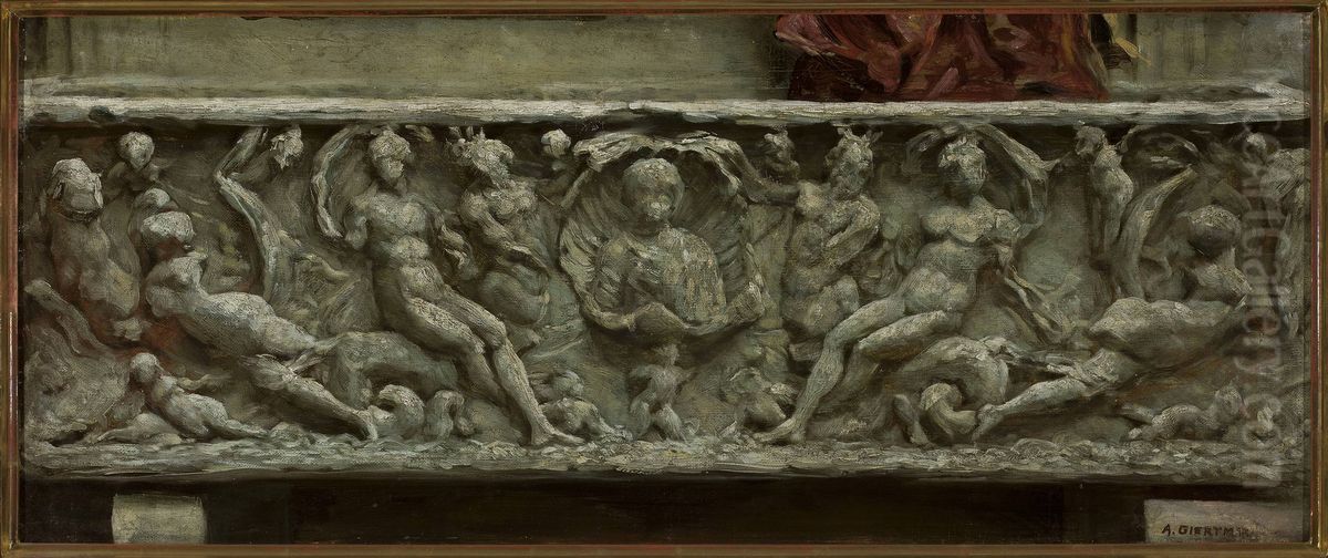 Fragment eines Sarkophags aus dem Palazzo Giustiniani in Rom Oil Painting by Aleksander Gierymski