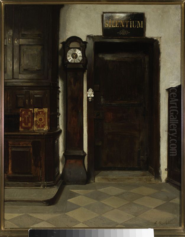 In the sacristy - Silentium Oil Painting by Wladyslaw Czachorski