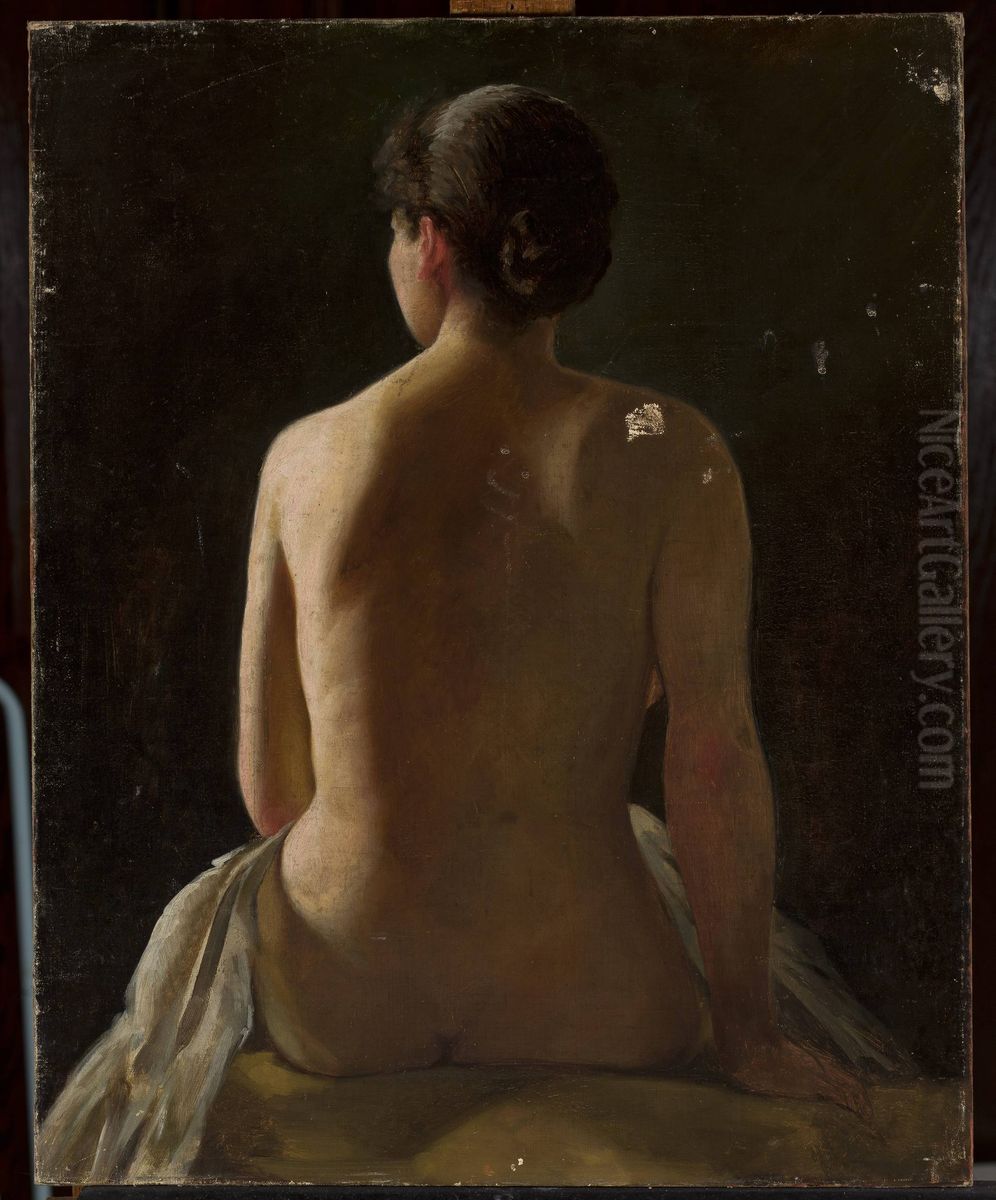 Nude of seated woman Oil Painting by Pantaleon Szyndler