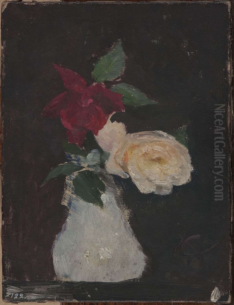 Roses in a vase Oil Painting by Jan Ciaglinski