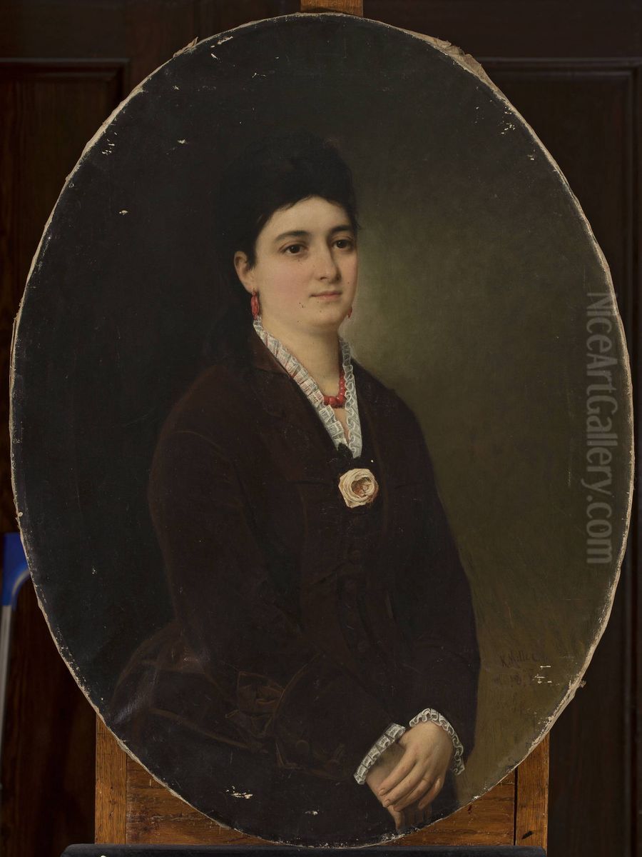 Portrait of Maria Sedziak nee Zyzniewska Oil Painting by Karol Miller