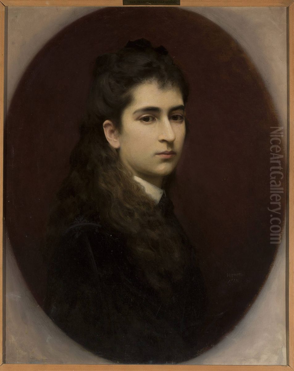 Portrait of a girl with loose hair Oil Painting by Leopold Horovitz