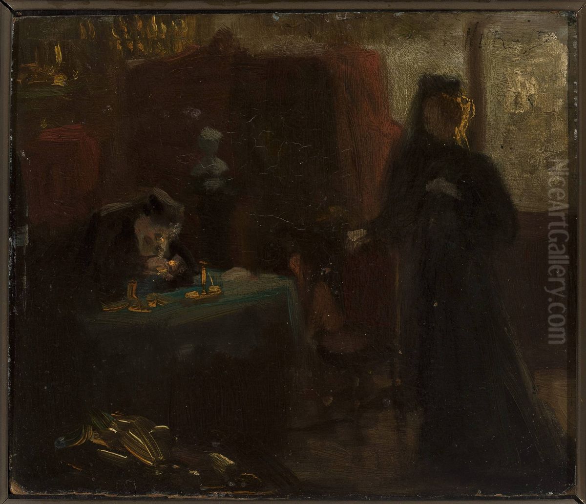 W lombardzie Oil Painting by Cyprian Norwid