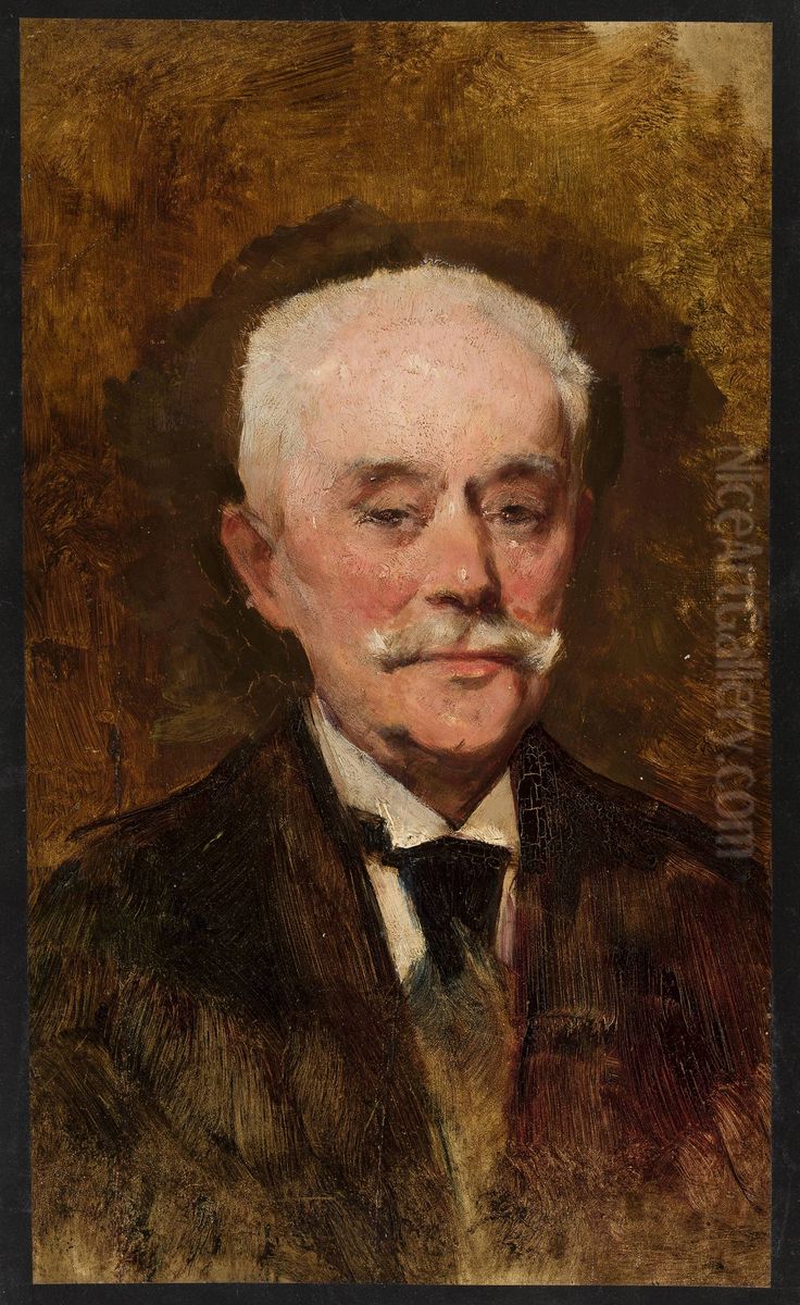 Portrait of an old man Oil Painting by Tadeusz Ajdukiewicz