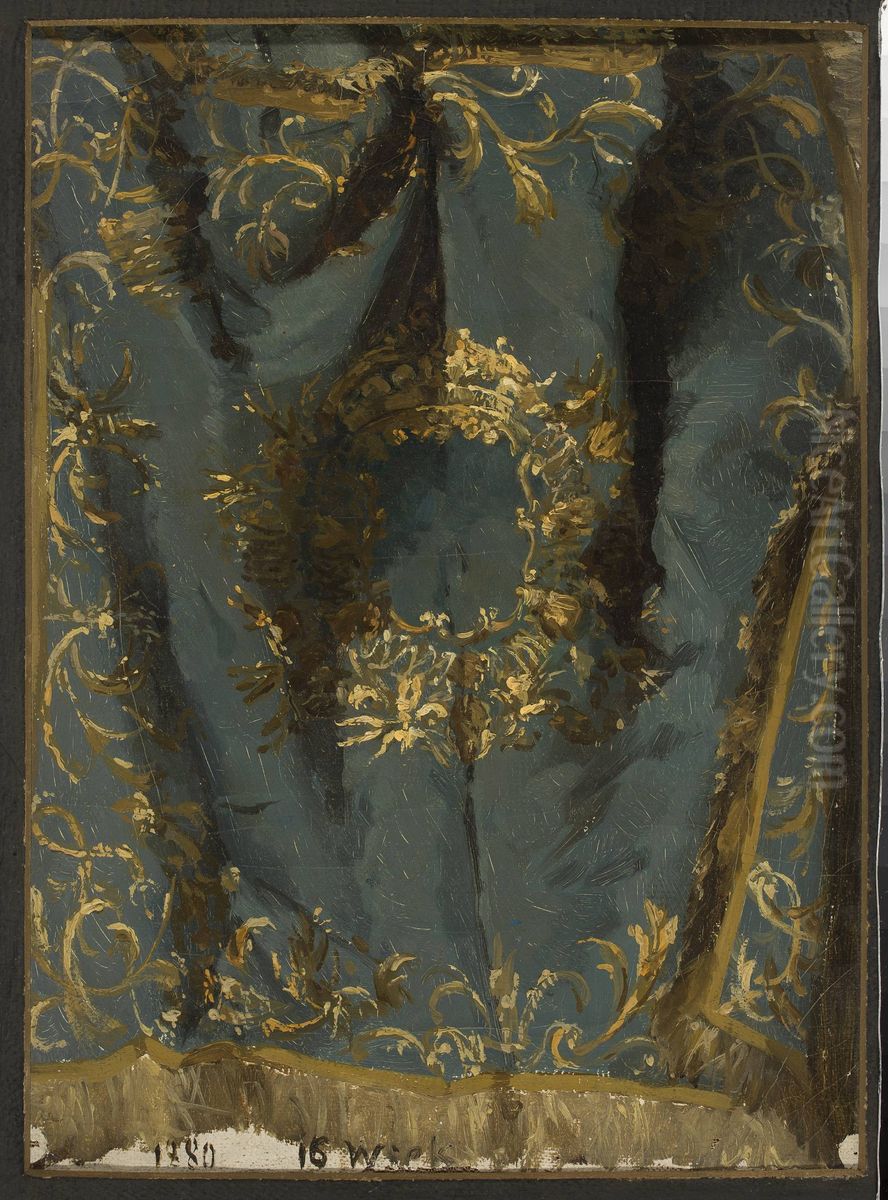 Study of a fabric from the 16th century Oil Painting by Kazimierz Alchimowicz