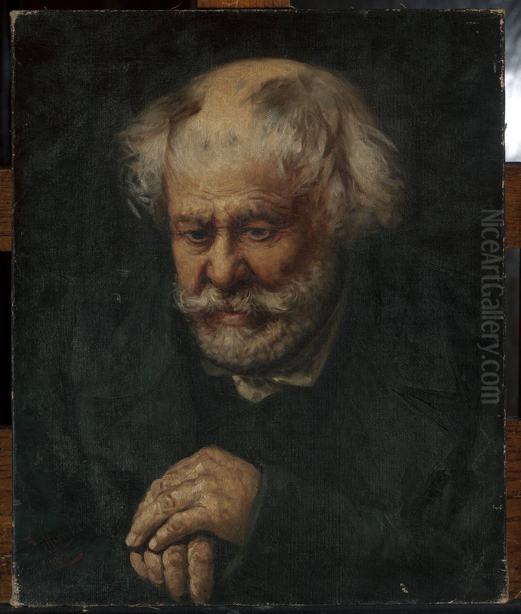 Portrait of an old man Oil Painting by Kazimierz Mirecki