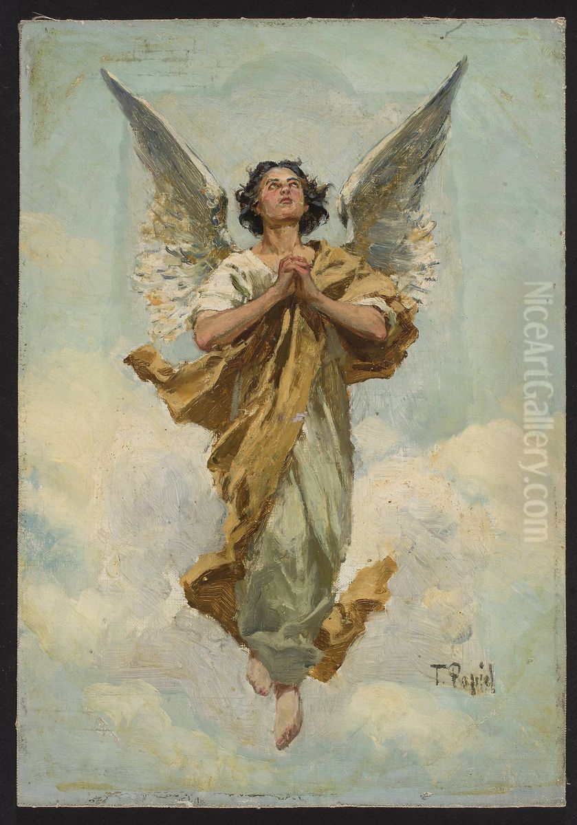 Angel Oil Painting by Tadeusz Popiel