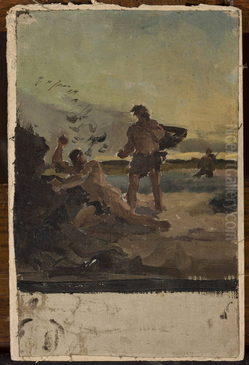 Brother robbers, sketch for a painting Oil Painting by Jan Ciaglinski