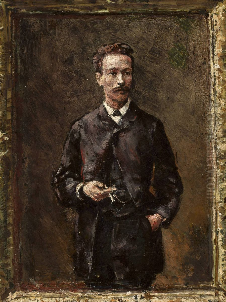 Portrait of Artur Gruszecki, sketch Oil Painting by Aleksander Gierymski