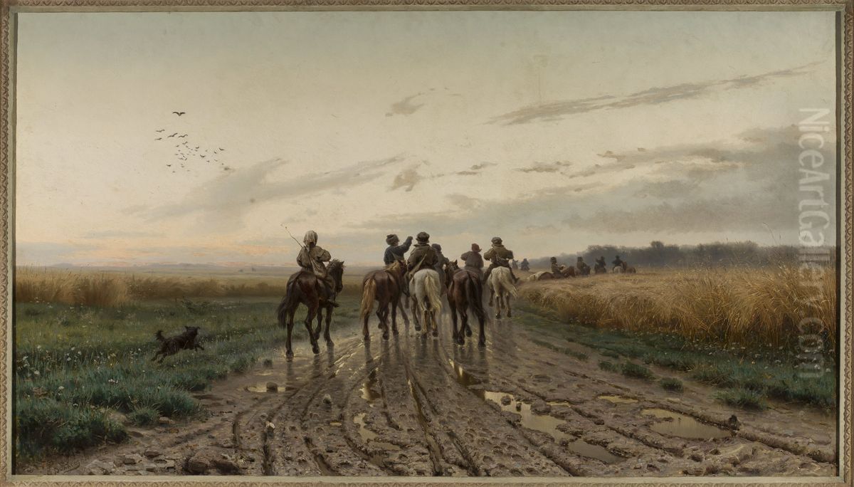 On the way to pasture Oil Painting by Yefim Volkov