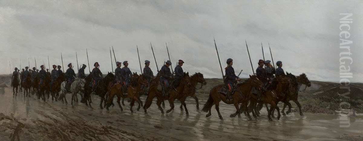 Cossacks Oil Painting by Jozef Chelmonski