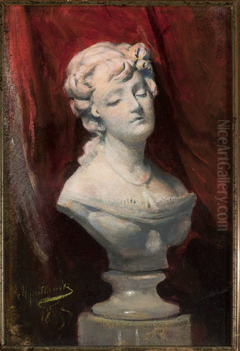 Bust of Helena Modrzejewska Oil Painting by Leon Wyczolkowski