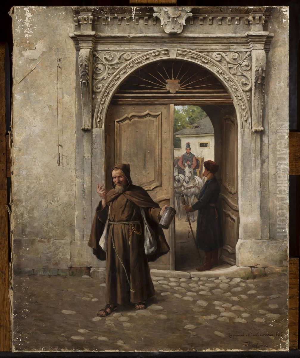Generous alms Oil Painting by Zygmunt Ajdukiewicz