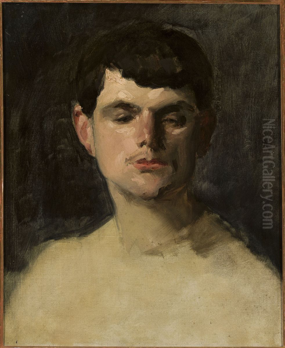 Study of a male head Oil Painting by Carolus-Duran