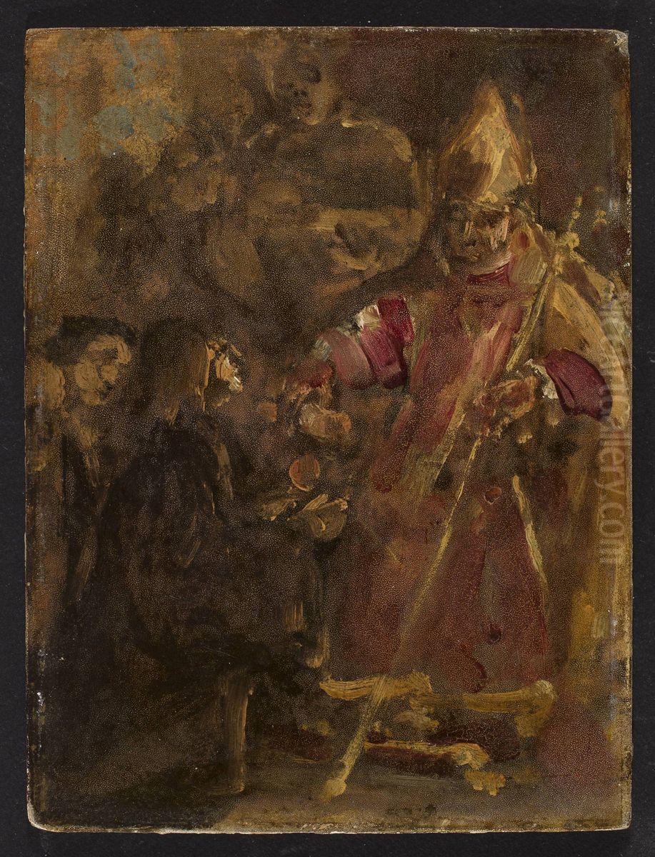 Bishop Lubranski establishes the Ecclesiastical Academy in Poznan, sketch Oil Painting by Jan Matejko