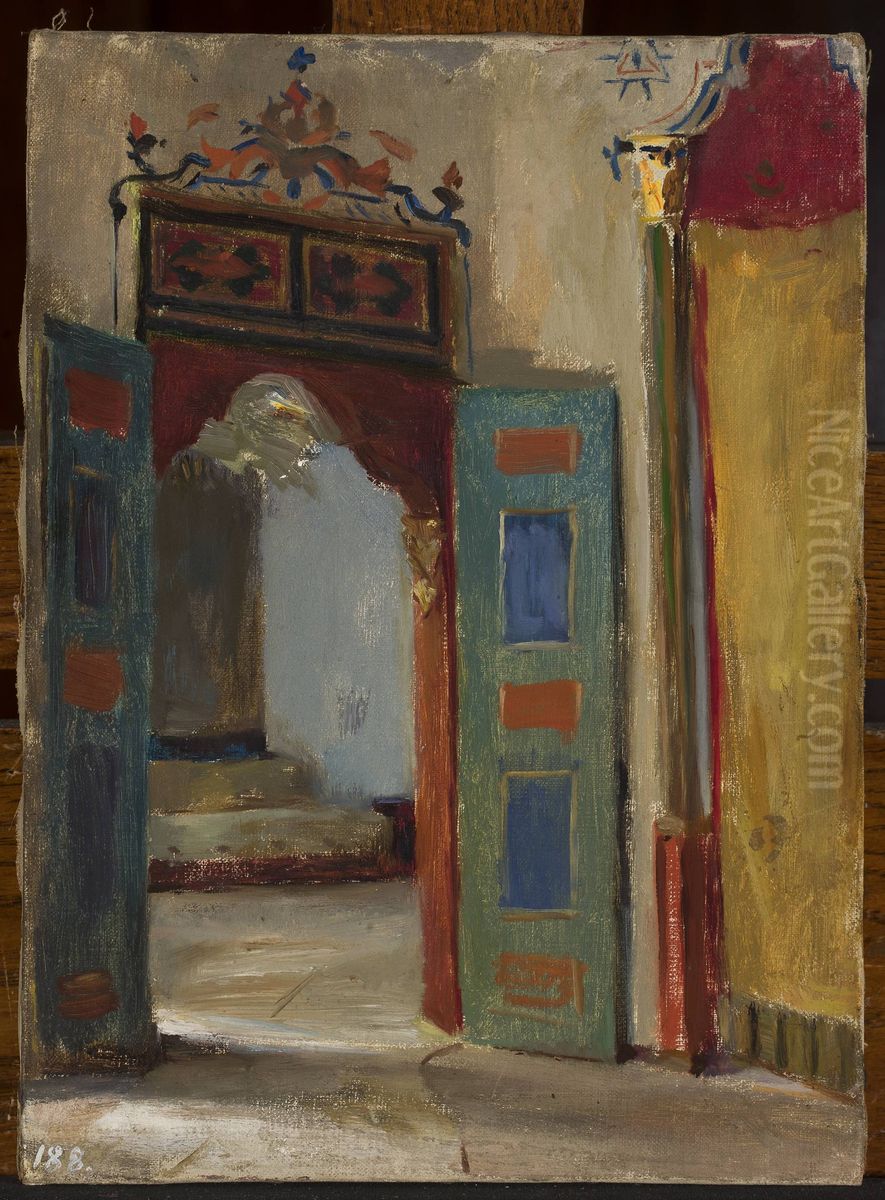 Interior of the khan's palace in Bakhchisaray. From the journey to Crimea Oil Painting by Jan Ciaglinski