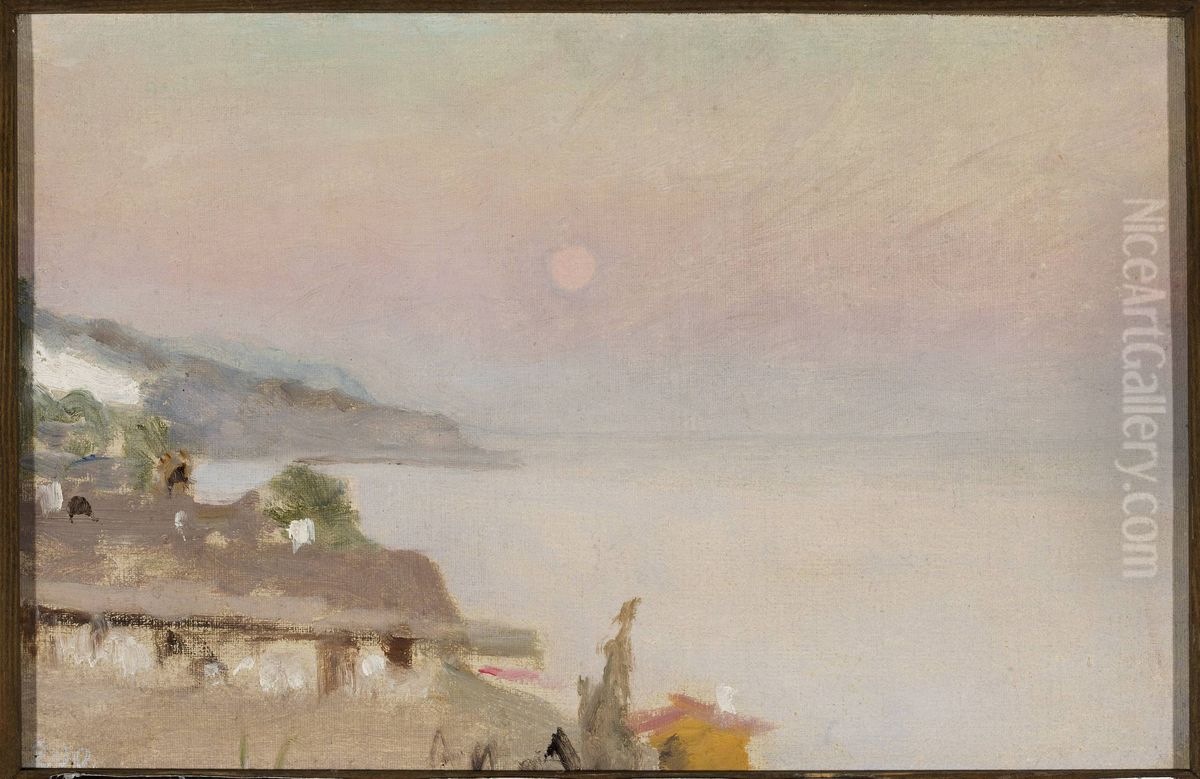 Moonlit evening in Yalta. From the journey to Crimea Oil Painting by Jan Ciaglinski