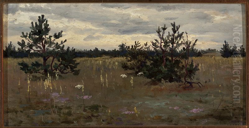 Clearing with pine trees Oil Painting by Jan Stanislawski