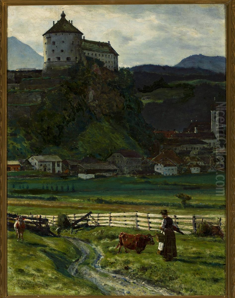 Blick auf die Umgebung der Festung Kufstein Oil Painting by Aleksander Gierymski