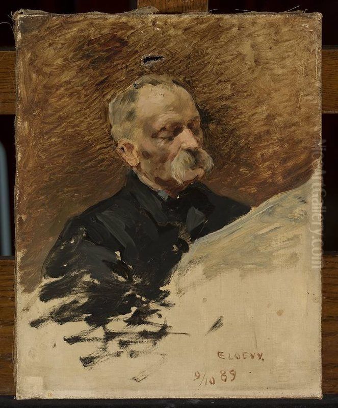 Portrait of Teodor Jez, sketch Oil Painting by Edouard Loevy