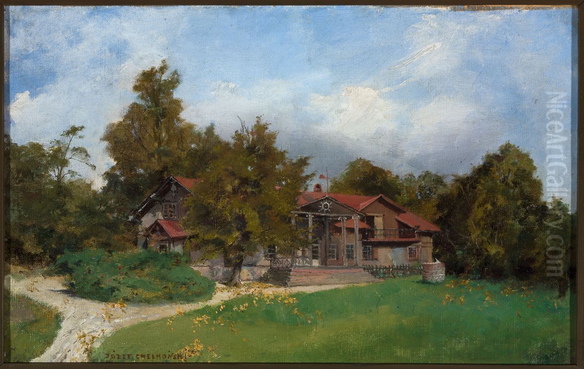 Villa in the garden - Kuklowka Oil Painting by Jozef Chelmonski