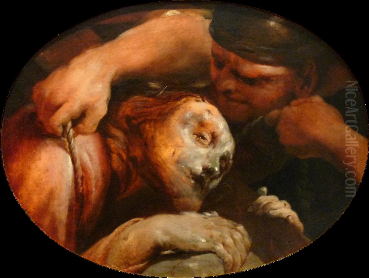 Le Christ tombe sous la croix Oil Painting by Giuseppe Maria Crespi