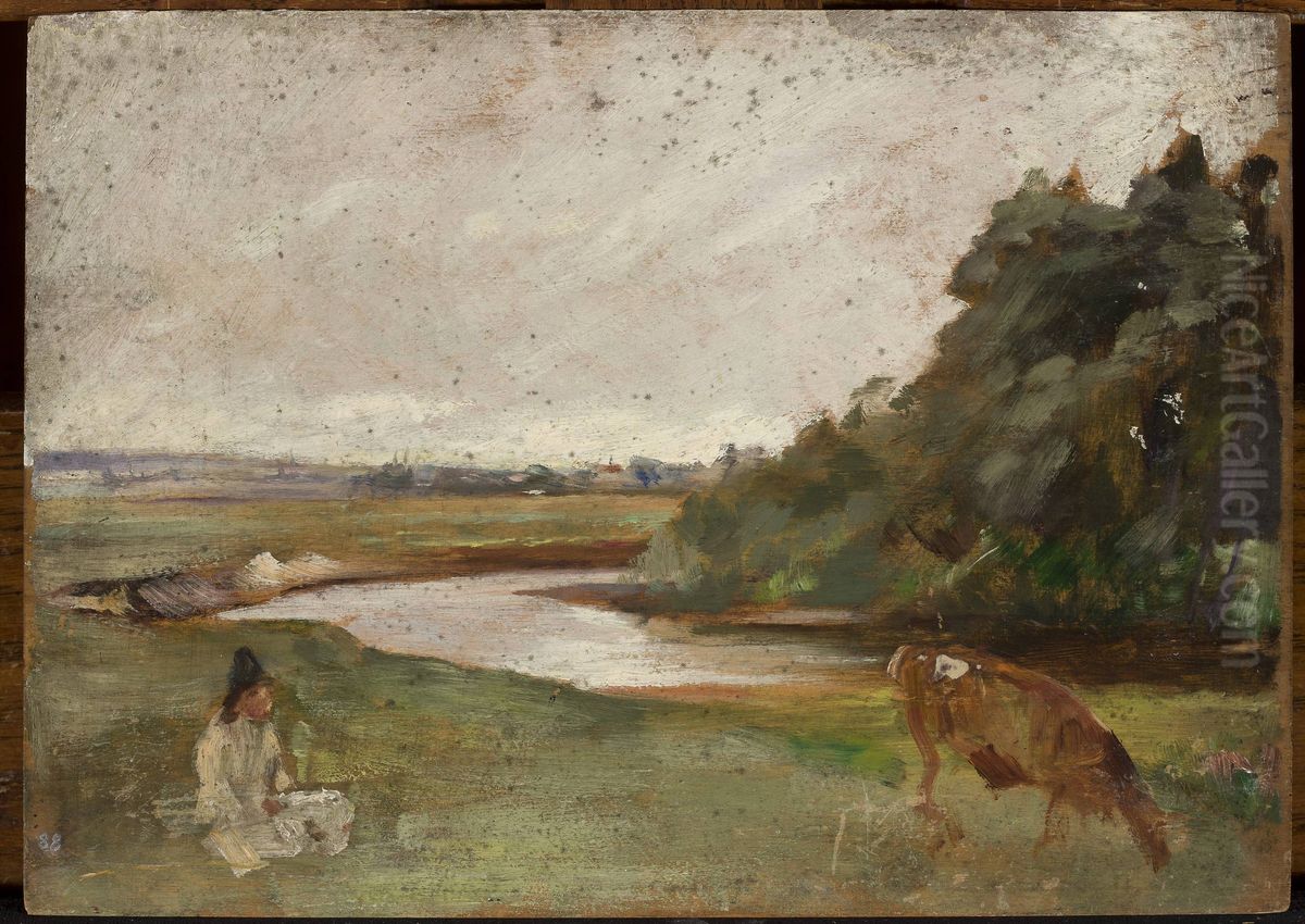 Ogonowice in the region of Radom Oil Painting by Jan Ciaglinski