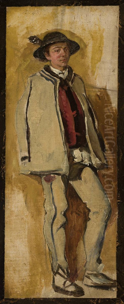 Portrait of a young Highlander Oil Painting by Tadeusz Ajdukiewicz