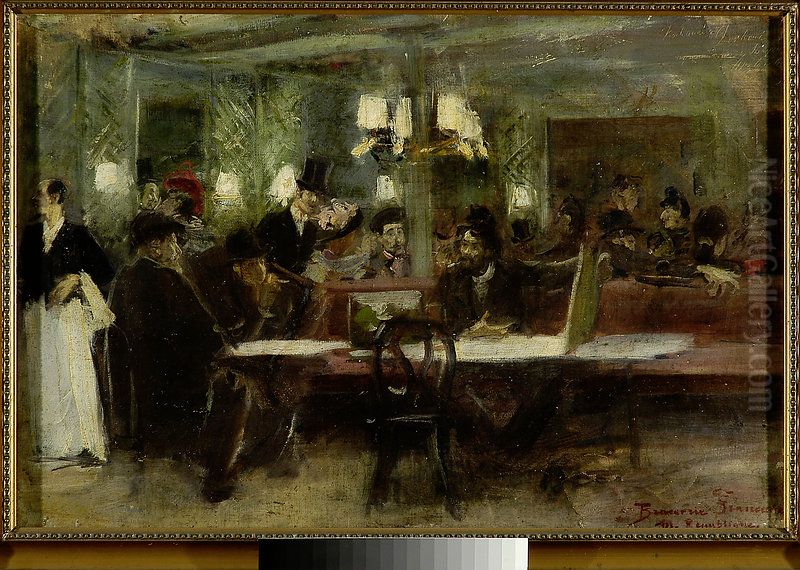 Cafe in Paris Oil Painting by Stanislaw Debicki