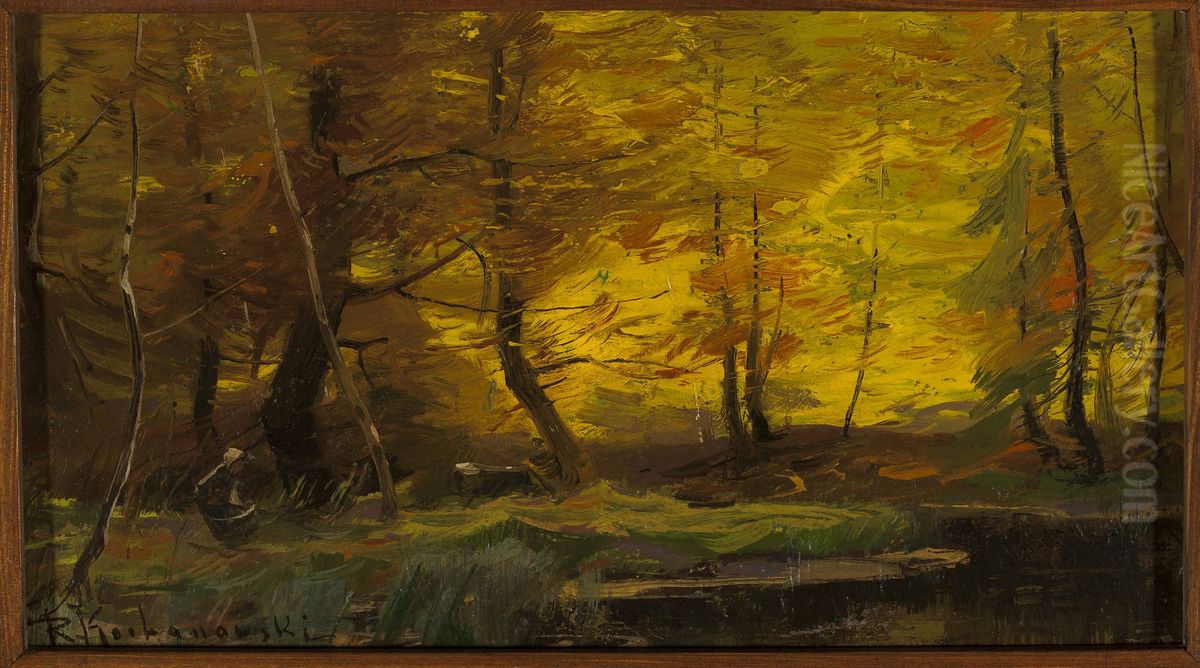 Forest landscape Oil Painting by Roman Kochanowski