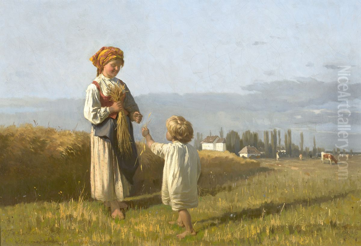 Zbieranie klosow Oil Painting by Wladislaw Szerner