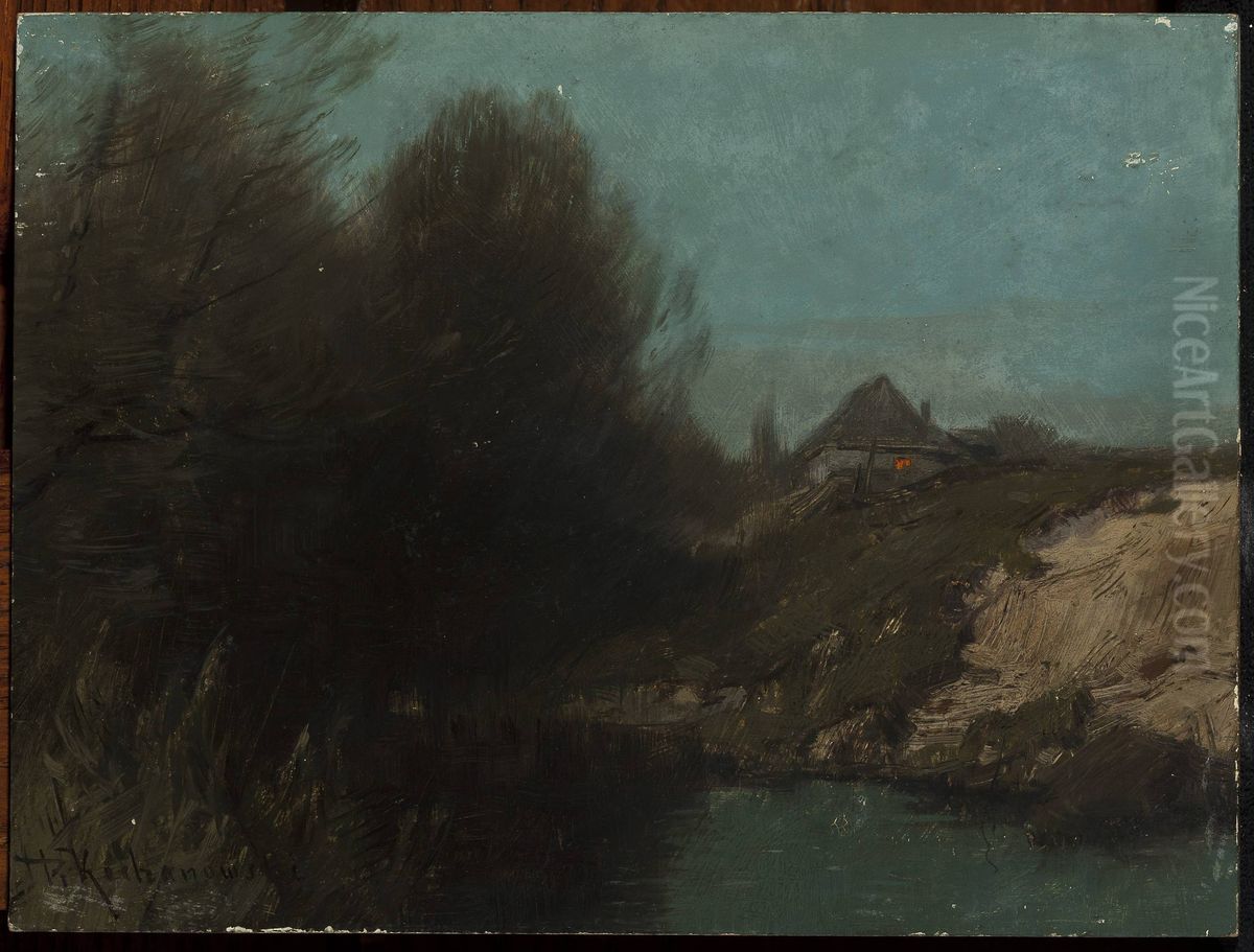 Landscape with a cottage Oil Painting by Roman Kochanowski