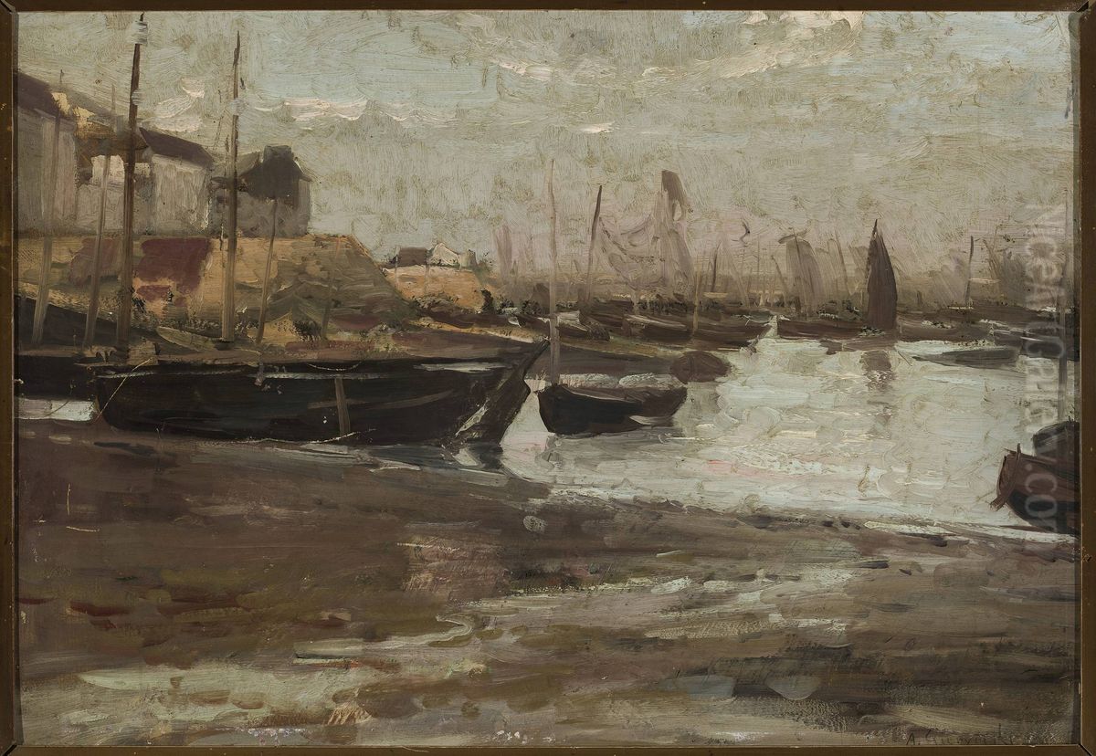 Fishing port, sketch Oil Painting by Aleksander Gierymski