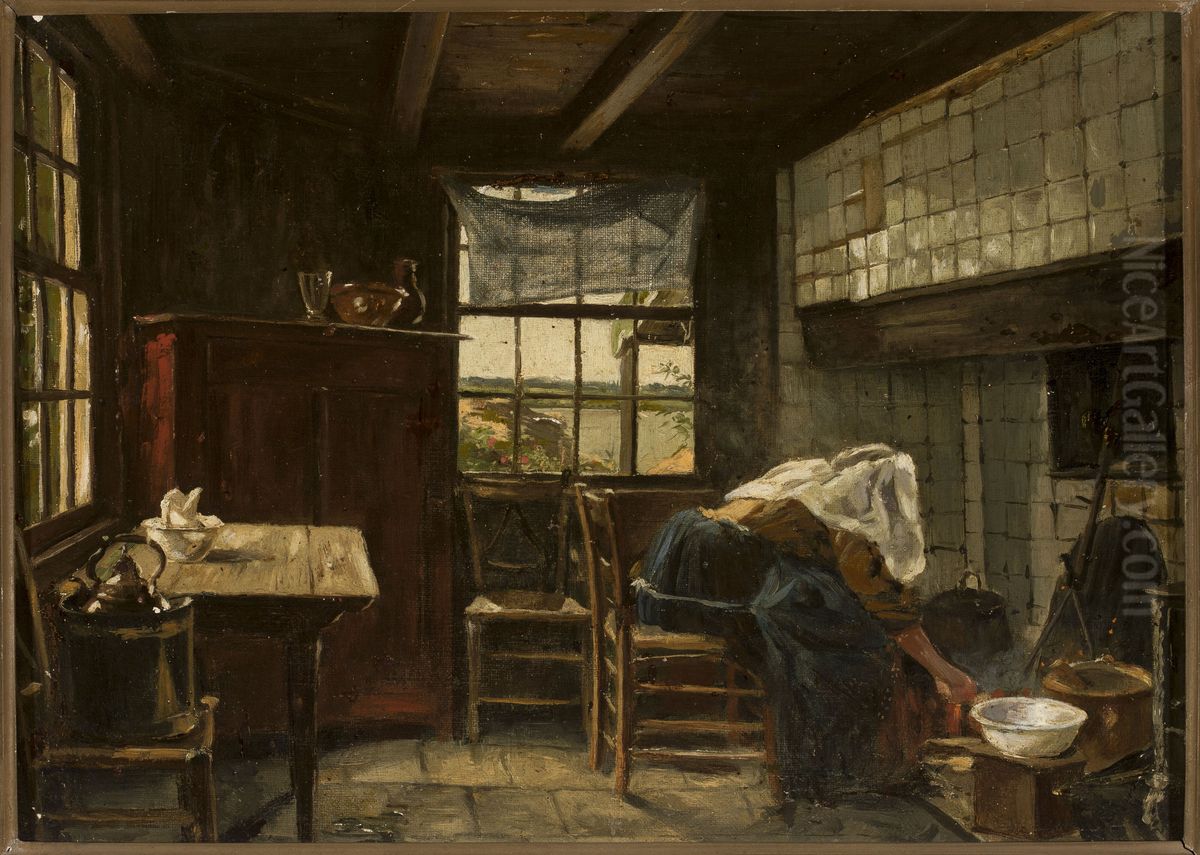 Finnish cottage interior Oil Painting by Pavel Svedomsky