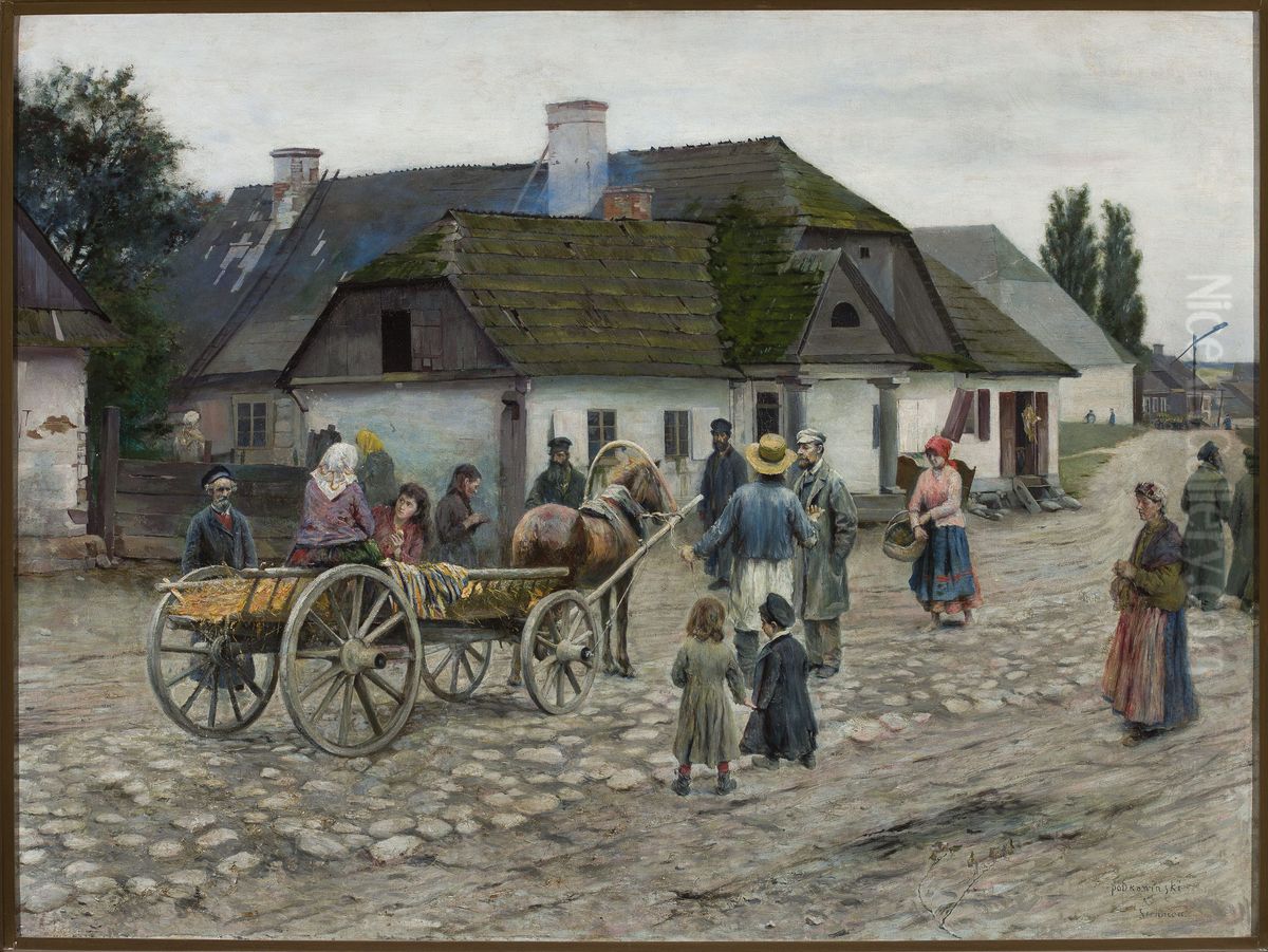 Street in Siennica Oil Painting by Wladyslaw Podkowinski