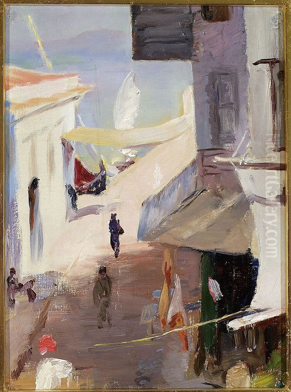 Alleyway in the port by the harbour. From the journey to Constantinople Oil Painting by Jan Ciaglinski