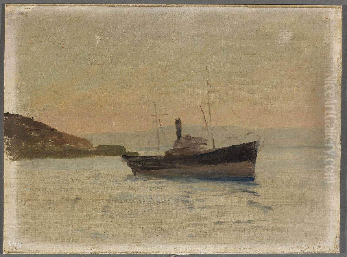 Ship on the Black Sea. From the journey to Constantinople Oil Painting by Jan Ciaglinski