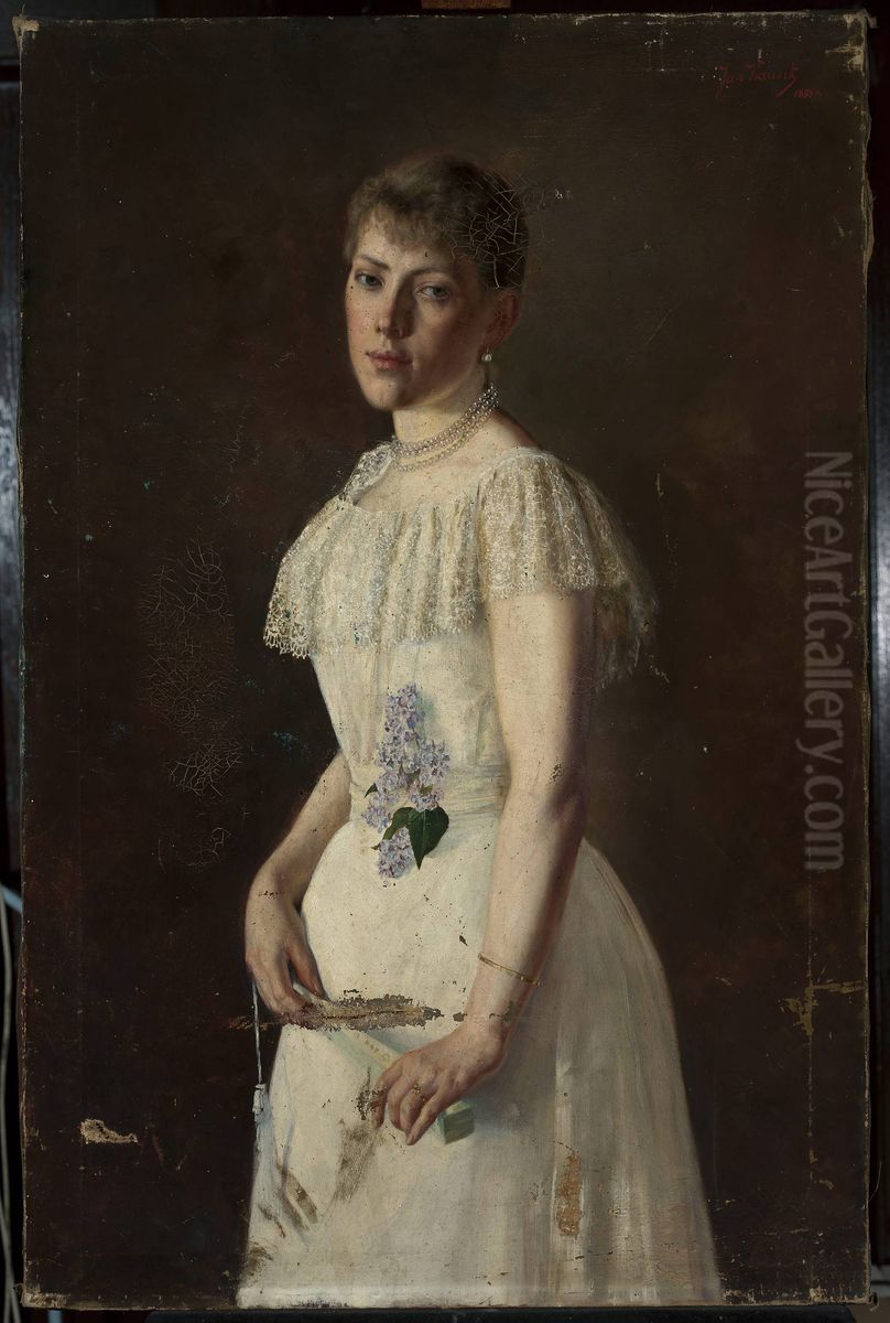 Portrait of Wanda Suchocka Oil Painting by Jan Kauzik