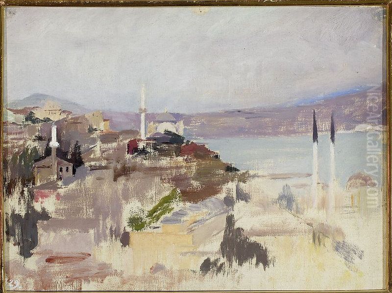 View of Bosporus. From the journey to Constantinople Oil Painting by Jan Ciaglinski