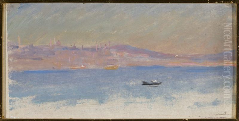 View of Constantinople. From the journey to Constantinople Oil Painting by Jan Ciaglinski