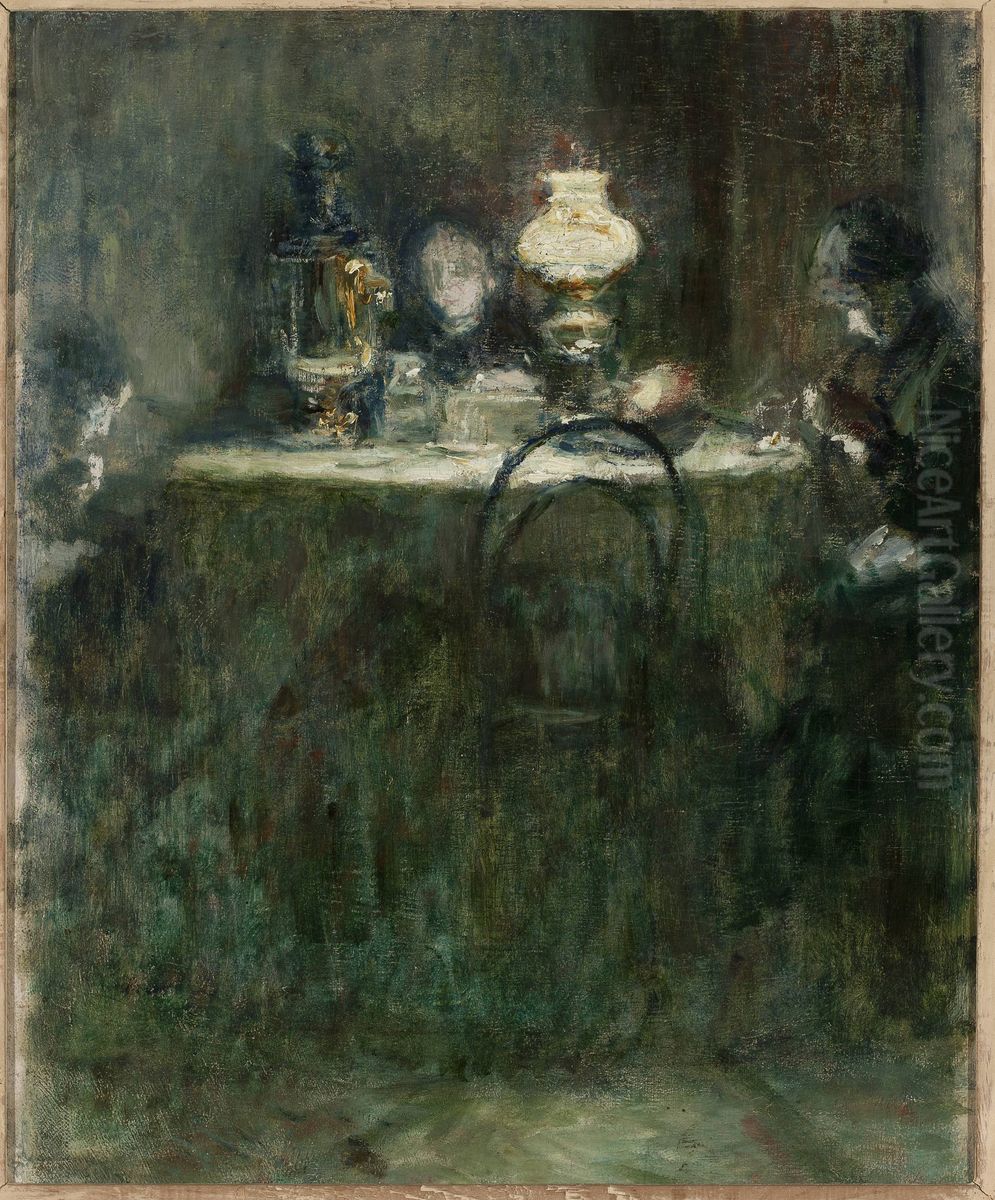 By the lamp Oil Painting by Jozef Pankiewicz