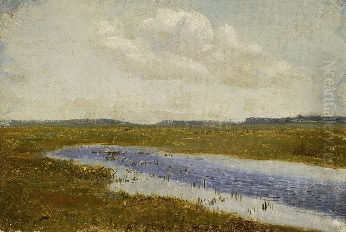 Meadow with cowslips, sketch Oil Painting by Jozef Chelmonski